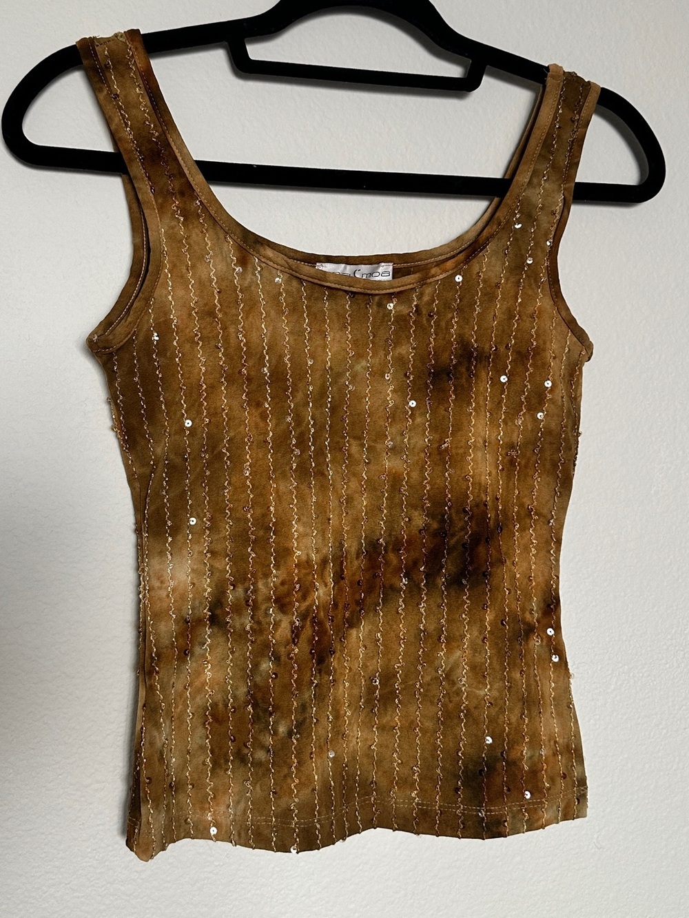 Brown Sequins Tank Top